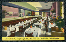 Davis Grill Restaurant interior view Meridian Mississippi linen postcard picture