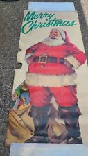 Vtg Christmas Santa Claus sign Poster Door Wall Sign Holiday Decor large 6'x3' picture