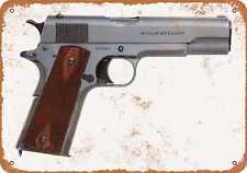 Metal Sign - Gun Art - Colt Model 1911 Pistol -- Vintage Look picture