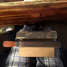 Antique 1881 Dated Wood & belt STROP CUSHION BENT w/ HONE for Straight Razor picture