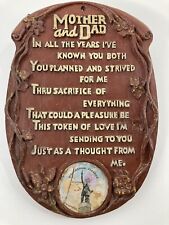 Vintage Multi Products Inc Molded Wood Fiber MOTHER AND DAD Souvenir Wall Plaque picture