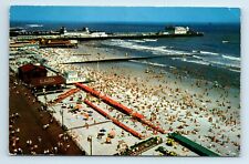 Postcard Bathers and The Beach at Atlantic City NJ birds-eye H91 picture