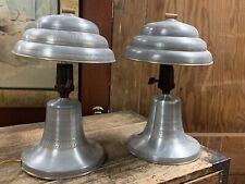 Vintage Mid Century Pair Metal Art Deco Lamp With Flying Sauce Metal Shade (8F) picture