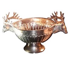 Rare Hard To Find -Stunning Vintage Stag Figurine Champagne Hammered Bowl   picture