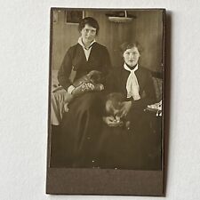 Antique CDV Photograph Beautiful Young Women & Puppies Sweet Small Pair Of Dogs picture