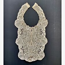 Fine Antique 19th Century French Lace Collar Bib Applied Hand Embroidery Vintage picture