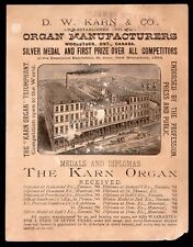 CANADA Woodstock 1880s Karn Organ Mnfg ADVERTISING Leaflet picture