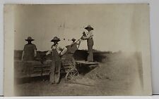 RPPC Farmer Old Hay Baler Loading Hay Farming Real Photo Pre 1907 Postcard F18 picture
