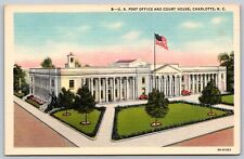 U.S POST OFFICE AND COURT HOUSE CHARLOTTE NC VINTAGE POSTCARD picture