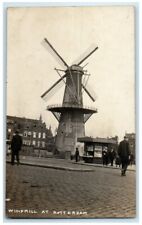 c1910's Windmill News Stand Barbershop Pole Rotterdam RPPC Photo Postcard picture