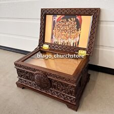Orthodox Reliquary Box Wood Carved Ark with icon Forty Martyrs of Sebaste 12.59