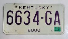KENTUCKY  License Plate ~ 6634 GA  ~ 6000 🔥  🔥 picture