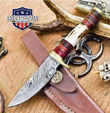 Hot Item Hunting Skinner Knife Twist Damascus Stag Antler Sports #1569 picture