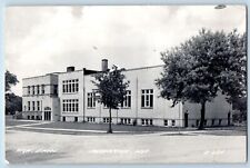Mukwonago Wisconsin WI Postcard RPPC Photo High School Building 1948 Vintage picture