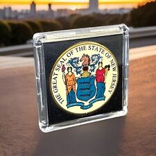 NEW JERSEY (NJ) State Seal Challenge Coin Colorized USA WITH CASE #NJ NEW picture
