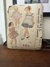 1948 Vintage McCalls Sewing Pattern 1418 Toddler Girls Dress Size 2 picture