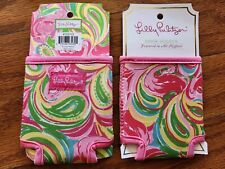 2 NEW Lilly Pulitzer coozie drink holder hugger All Nighter pink green paisley picture