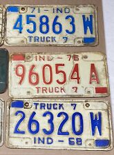 3 Vintage INDIANA Truck License Plates 1968, 1971, 1976 picture
