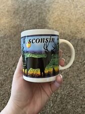 Wisconsin Souvenir State Coffee Mug Slifka Rainbow Silhouette Deer Forest Blue picture