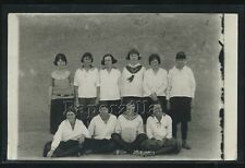 RPPC c.1920 GIRLS BASKETBALL TEAM PHOTO 9 TEAM MEMBERS & FEMALE COACH picture