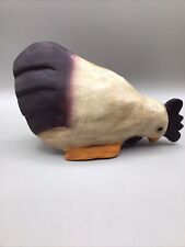 Wood Folk Art Chicken Sculpture Carved, Hand Painted. picture