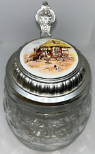 Vintage Bubble Glass Beer Stein Original BMF W Germany Pewter Lidded Handle EUC picture