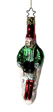 INGE GLAS Alpine Skier Blown Glass Ornament  Old World Christmas Germany 5” picture