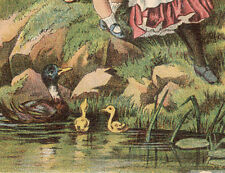 SOAPINE TRADE CARD,  SISTERS, QUIET SWEET SUMMER SCENE, DUCKS, SO VERY CUTE C638 picture