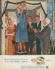 1951 US Brewers Douglass Crockwell Grandmother Hangs Mistletoe Vtg Print Ad LO7 picture