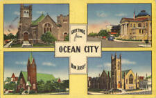 1950 Greetings From Ocean City,NJ Cape May County New Jersey Linen Postcard picture