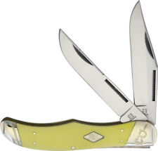 Rough Rider Folding Hunter Yellow Handle Carbon Steel Folding Blades Knife 1742 picture