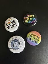 Lot of 4 Buttons 1 Inch LGBT Pride Equality And Women Rosie The Riveter picture