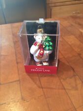 Holiday Lane Macys  Blown Glass Polar Bear with tree Ornament NIB picture