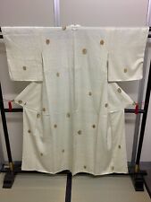 Japanese Vintage Kimono pure silk White luster expensive tradition Height 61.4in picture