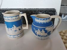 Antique Copeland Spode England Stag Hunt Ale Jug Pitchers, Lot Of 2 picture