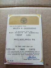 BSA Boy Scouts Of America Camp Ranger Card TROOP 134 PHILADELPHIA PA 1975 picture