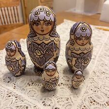 Russian Matryoshka Purple and Gold Nesting Dolls - 5 Pieces - So Cute picture