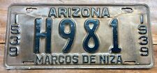 NICE'r, RUST FREE 1939 COCONINO COUNTY, ARIZONA LICENSE PLATE, H 981, MVD CLEAR picture