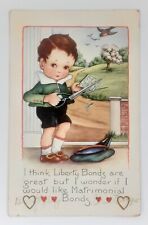 Valentine Post Card Whitney Made Embossed Boy Cutting Liberty Bonds picture
