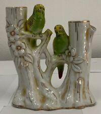 Gold Castle Vase 2 Parrot Birds Sitting On A Tree Gold White picture