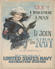 WW1 War Time Poster 8x10 Photo Gee I wish I were a man, I'd join the Navy 1917 picture