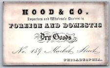 1840-50s Victorian Business Trade Card Philadelphia Pennsylvania Hood Dry Goods picture