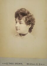 1885-1900 MT. GILEAD Ohio Young Women Side View Choker Cabinet Card Theo. Brown picture
