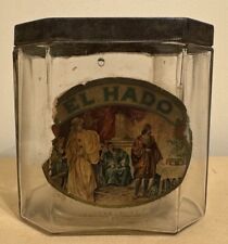 Antique El Hado Glass Cigar Box Tobacco Tin  Advertising Scarce Michigan 1900’s picture