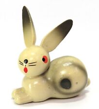 Erzgebirge Style Miniature Carved Wood Rabbit Vintage Figurine, About 1-1/2