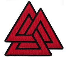 VALKNUT TRIANGLE PATCH iron-on embroidered NORSE VIKING ODIN PAGAN SYMBOL RED picture