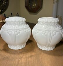 Pair of 2 Vintage Victorian White Milk Glass Oil Lamp Fonts 6
