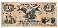 c1890 Victorian Trade Card Joseph Lewis $10 Coupon Note, Furniture & Clothing picture