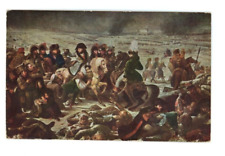 Postcard Chrome era Napoleon at the battle of Elyau Linen card picture