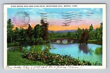 Bristol CT-Connecticut, Stone Bridge Pond Along Drive, Vintage c1935 Postcard picture